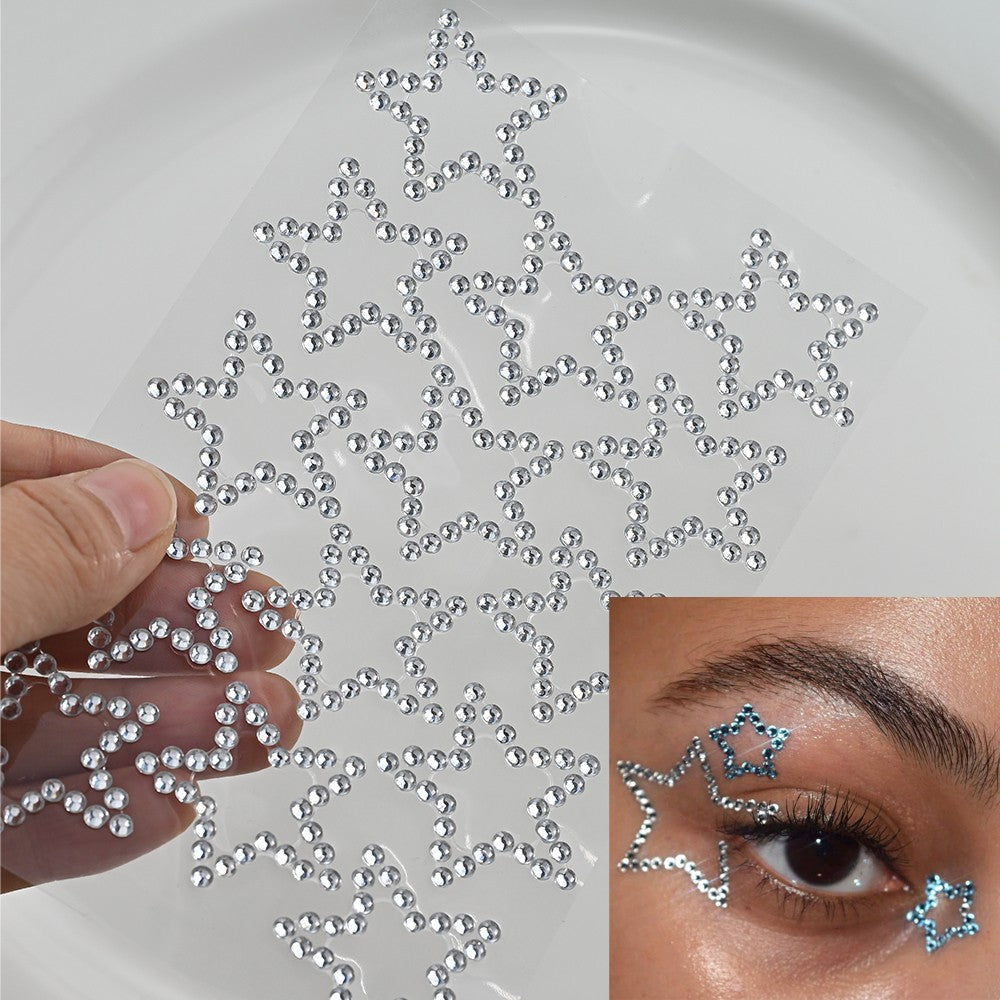 Strass estrela e coração adesivo