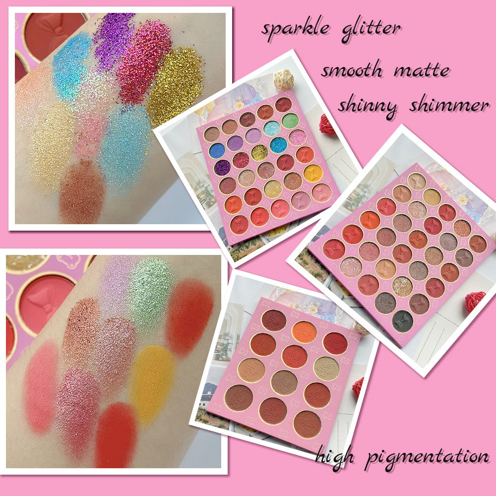 Paleta de sombras e blush ursinho de 72 cores