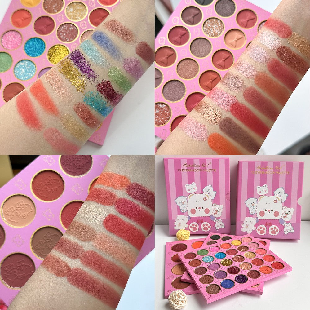 Paleta de sombras e blush ursinho de 72 cores