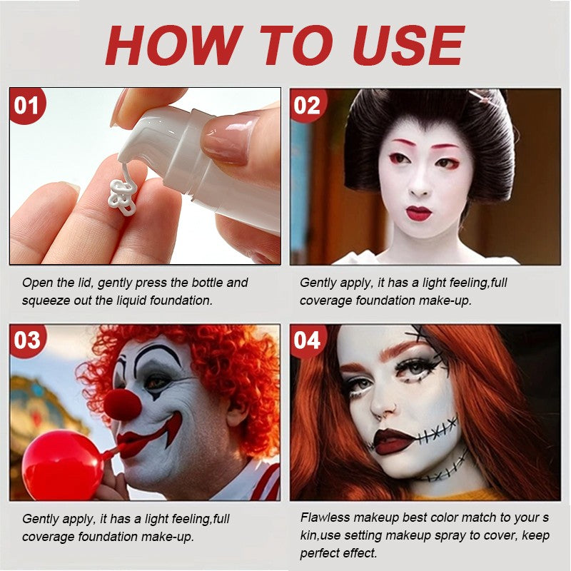 Base líquida branca pura para maquiagem gótica