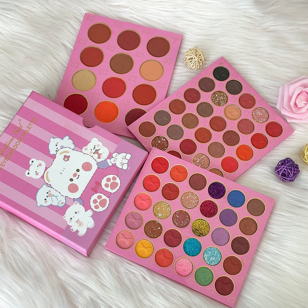 Paleta de sombras e blush ursinho de 72 cores