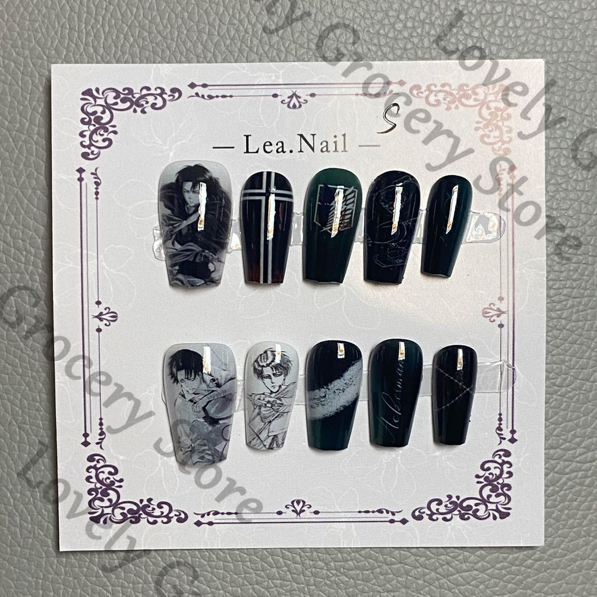 Unhas postiças artesanais Attack on Titan Shingeki no Kyojin 10pçs