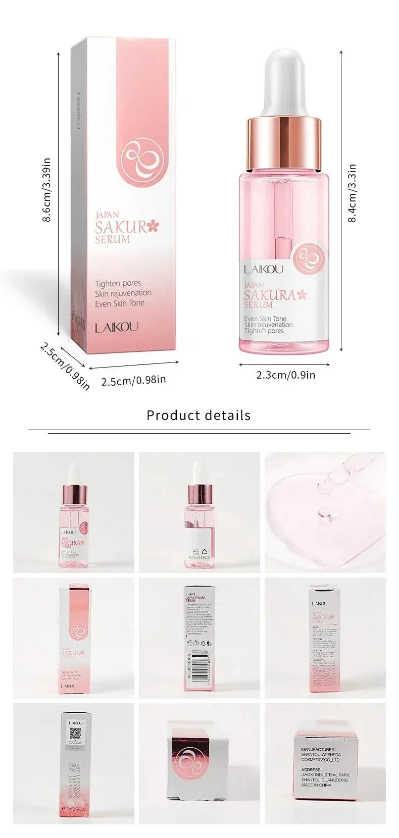 Creme hidratante sakura removedor de rugas anti-envelhecimento