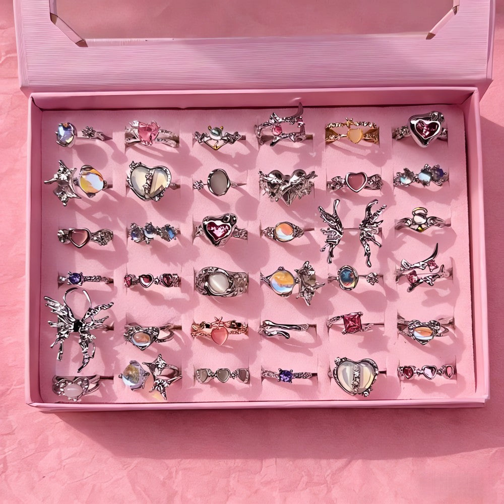 10/15/20pçs anel mix borboleta