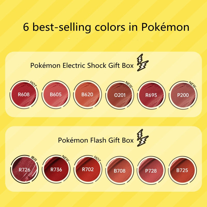 Conjunto 6 Batons Matte e Gloss Pikachu COLORKEY