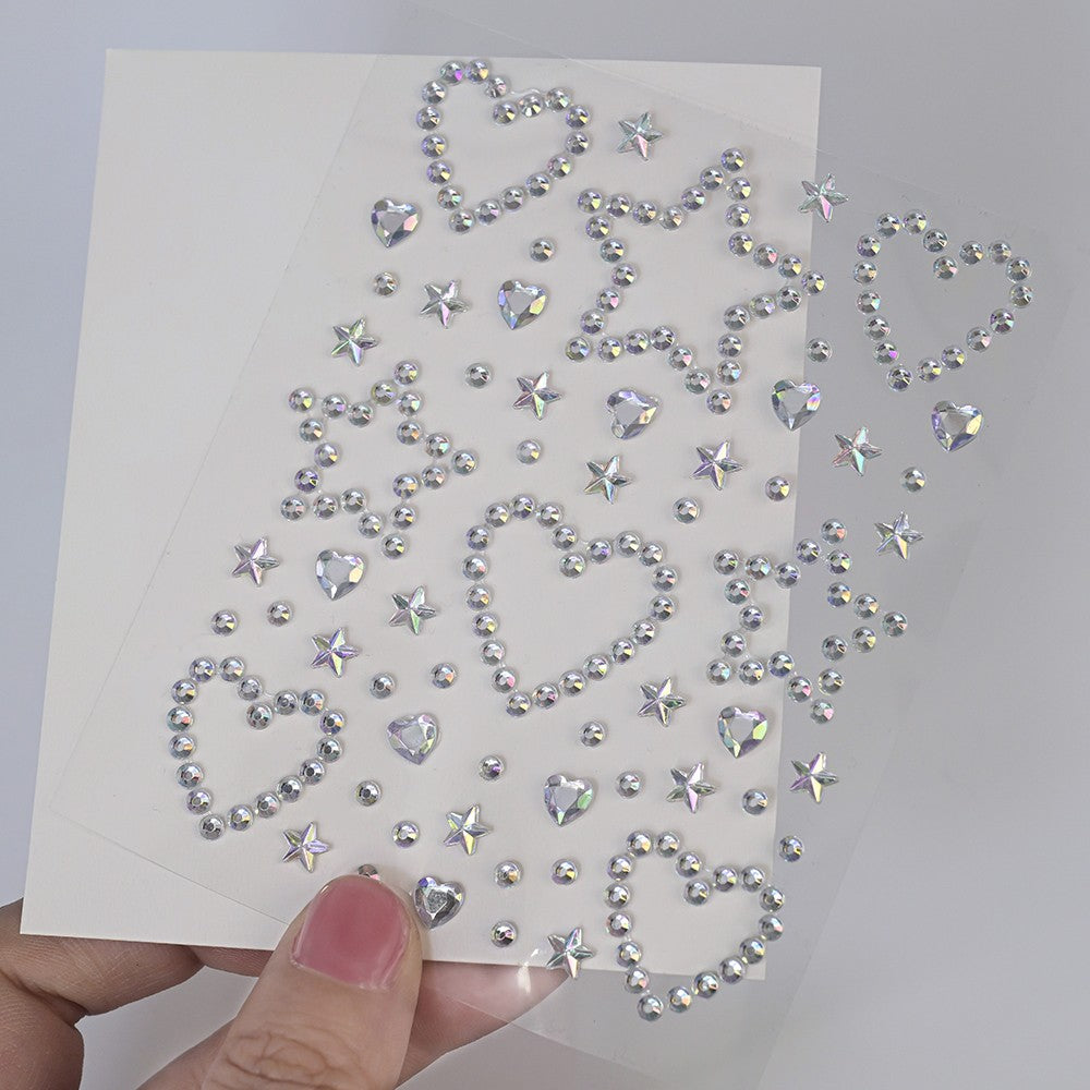 Strass estrela e coração adesivo