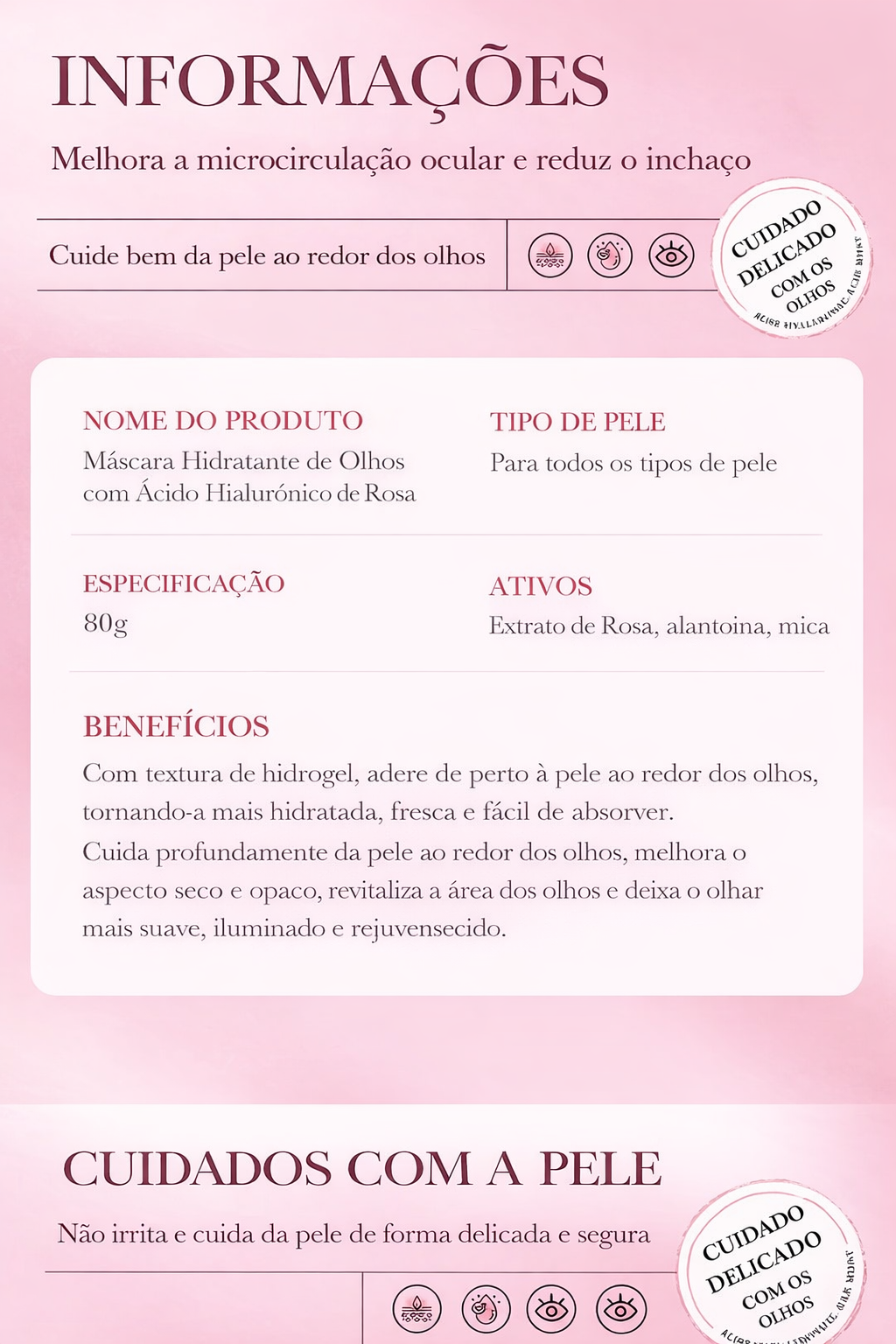 60 pçs adesivos bioaqua rosa de ácido hialurônico para olheiras