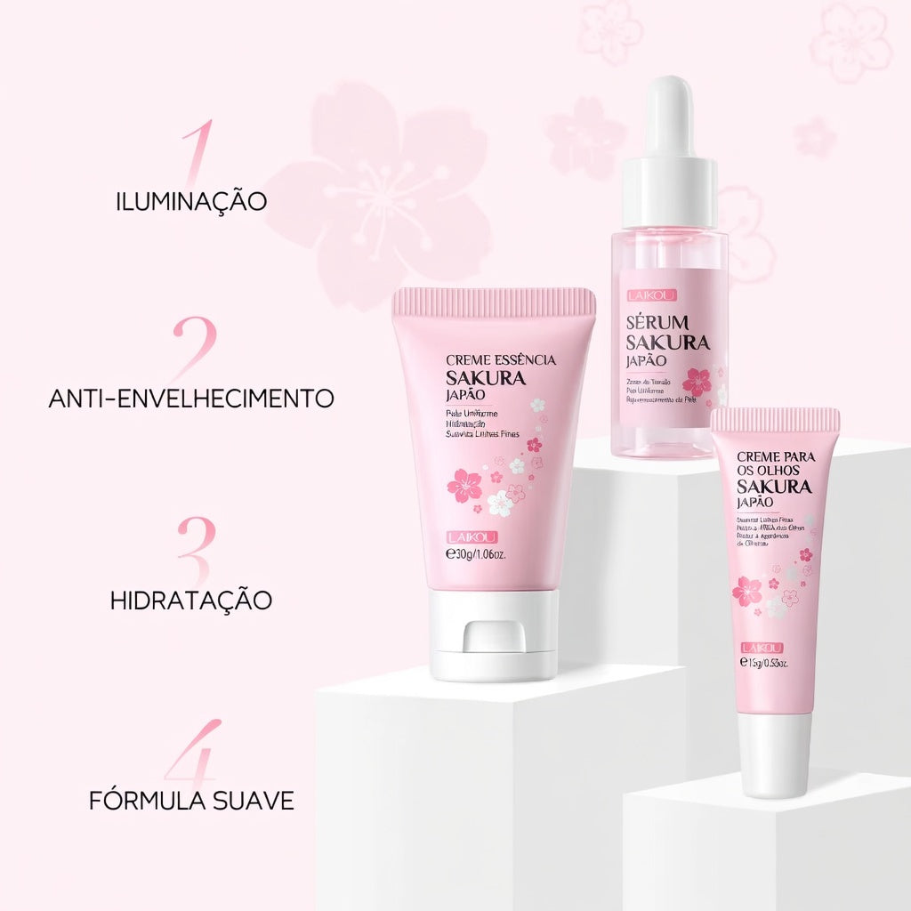 Kit SkinCare LAIKOU Vitamina C, 24K Golden e Sakura
