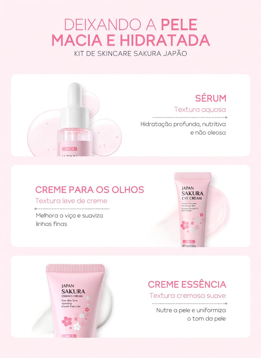 Kit SkinCare LAIKOU Vitamina C, 24K Golden e Sakura