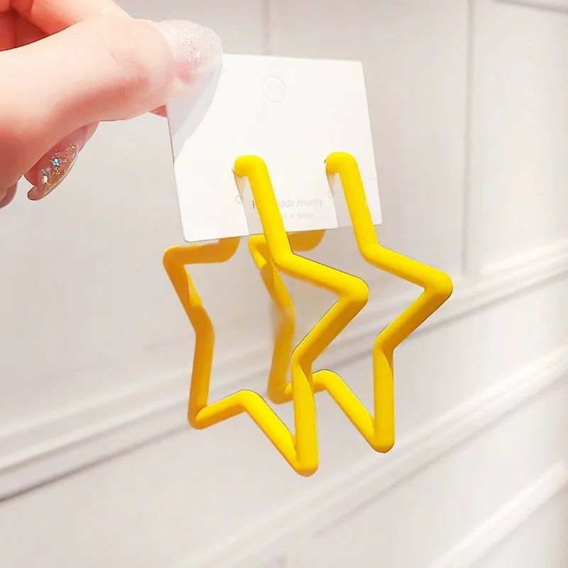 Brincos Estrelas Coloridas Grandes