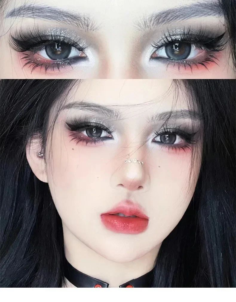 Paleta de sombras 9 cores preto e vermelho gótica