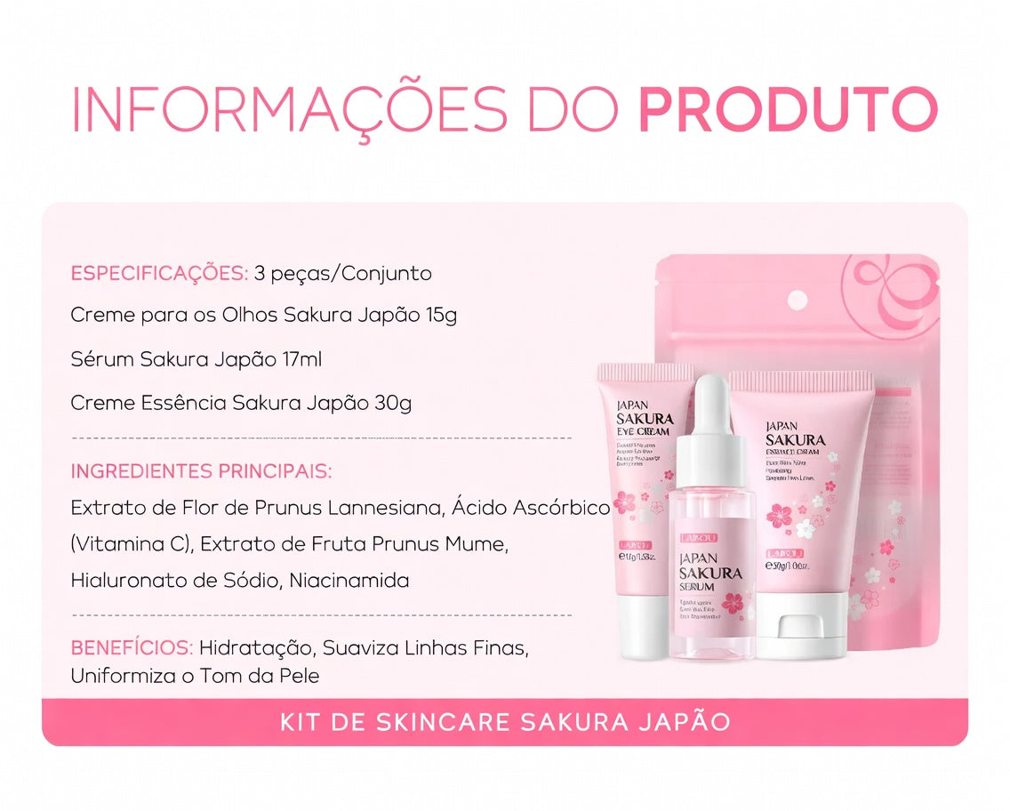 Kit SkinCare LAIKOU Vitamina C, 24K Golden e Sakura