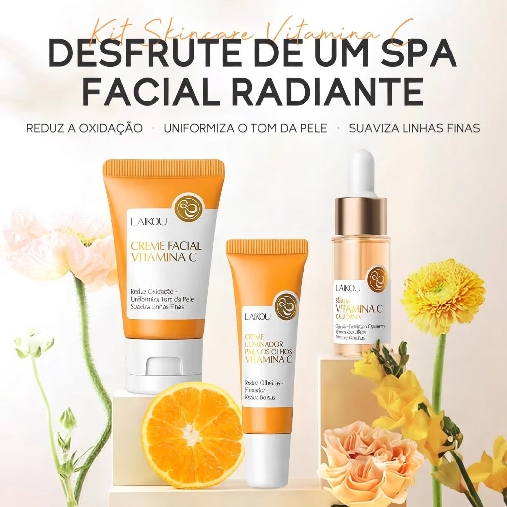 Kit SkinCare LAIKOU Vitamina C, 24K Golden e Sakura