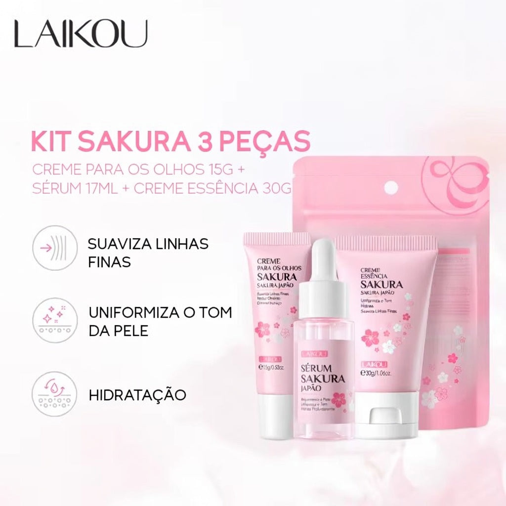 Kit SkinCare LAIKOU Vitamina C, 24K Golden e Sakura