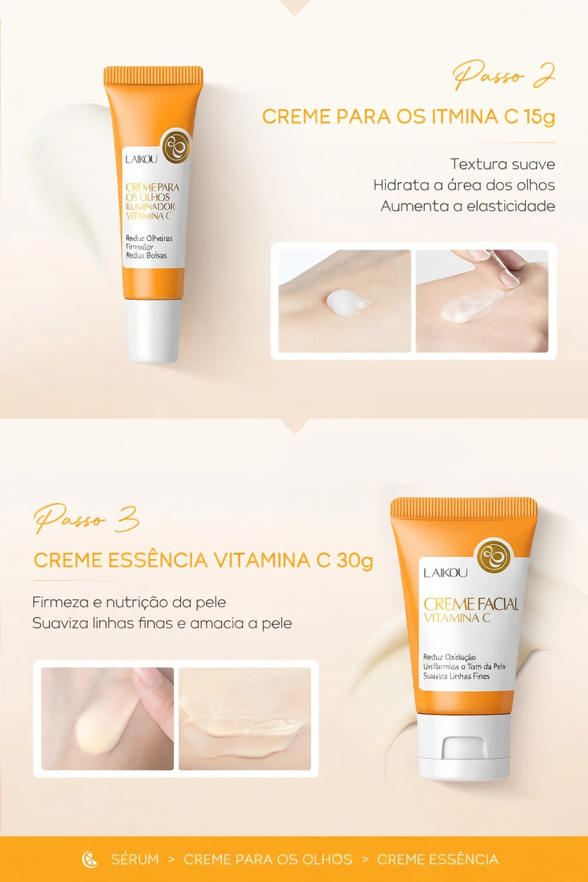 Kit SkinCare LAIKOU Vitamina C, 24K Golden e Sakura