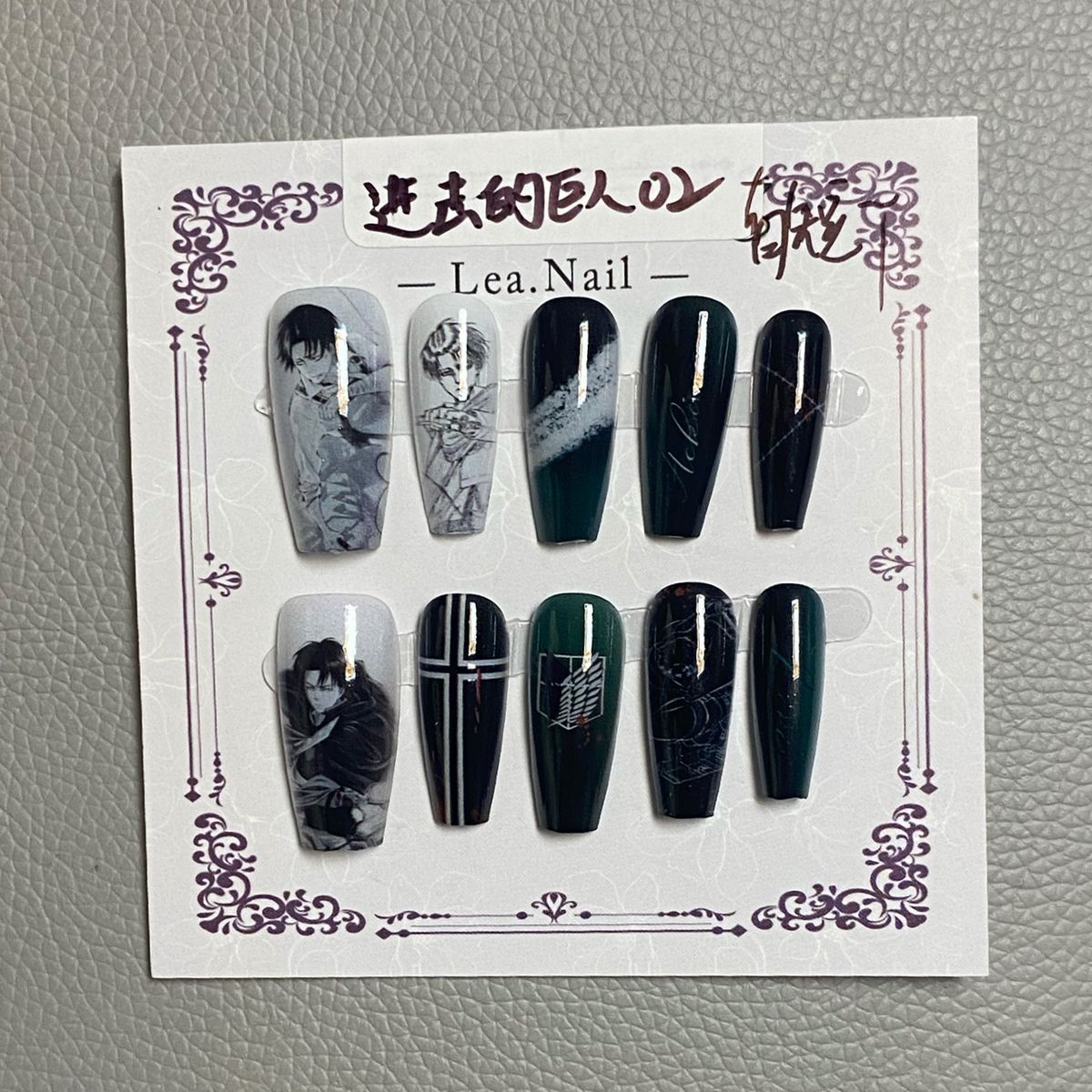 Unhas postiças artesanais Attack on Titan Shingeki no Kyojin 10pçs