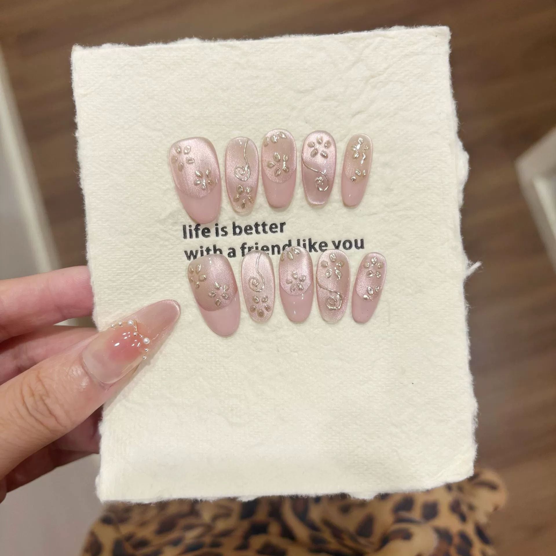 Unhas postiças Artesanais Flores 10 pçs