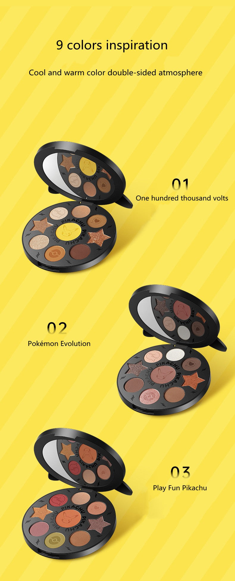 Paleta de sombras Pikachu 9 cores COLORKEY