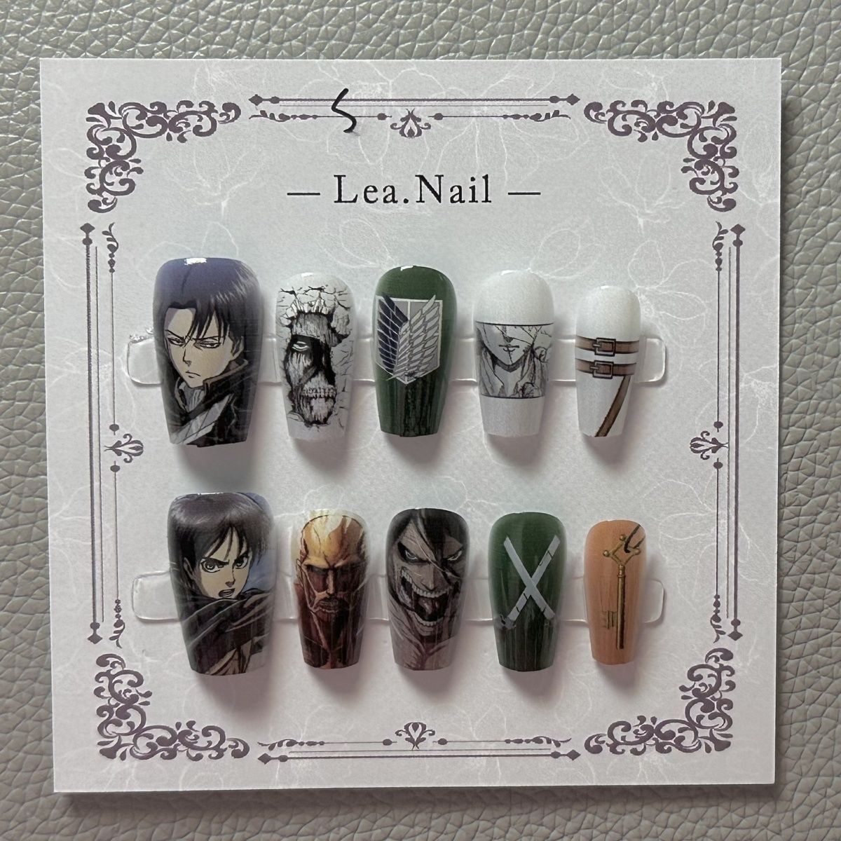 Unhas postiças artesanais Attack on Titan Shingeki no Kyojin 10pçs