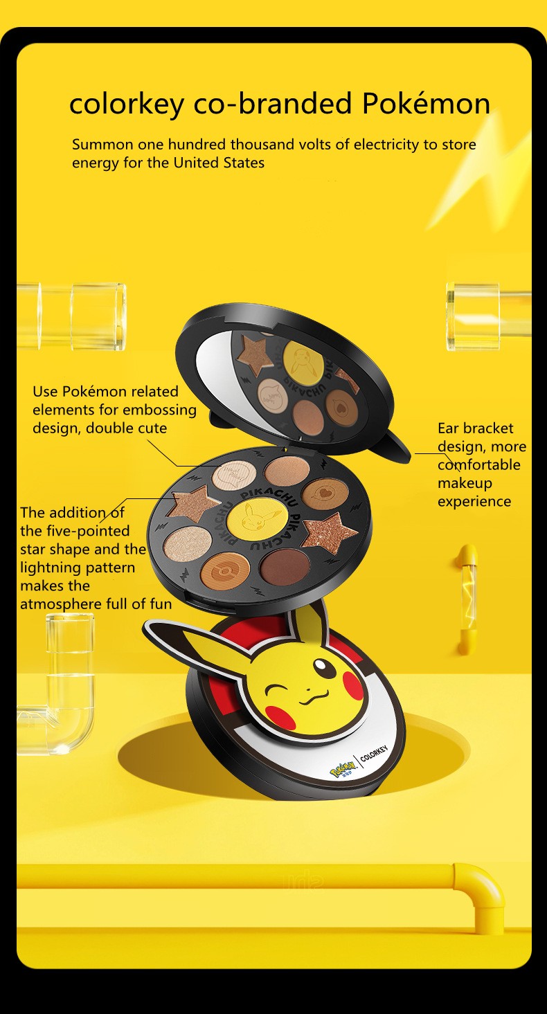 Paleta de sombras Pikachu 9 cores COLORKEY