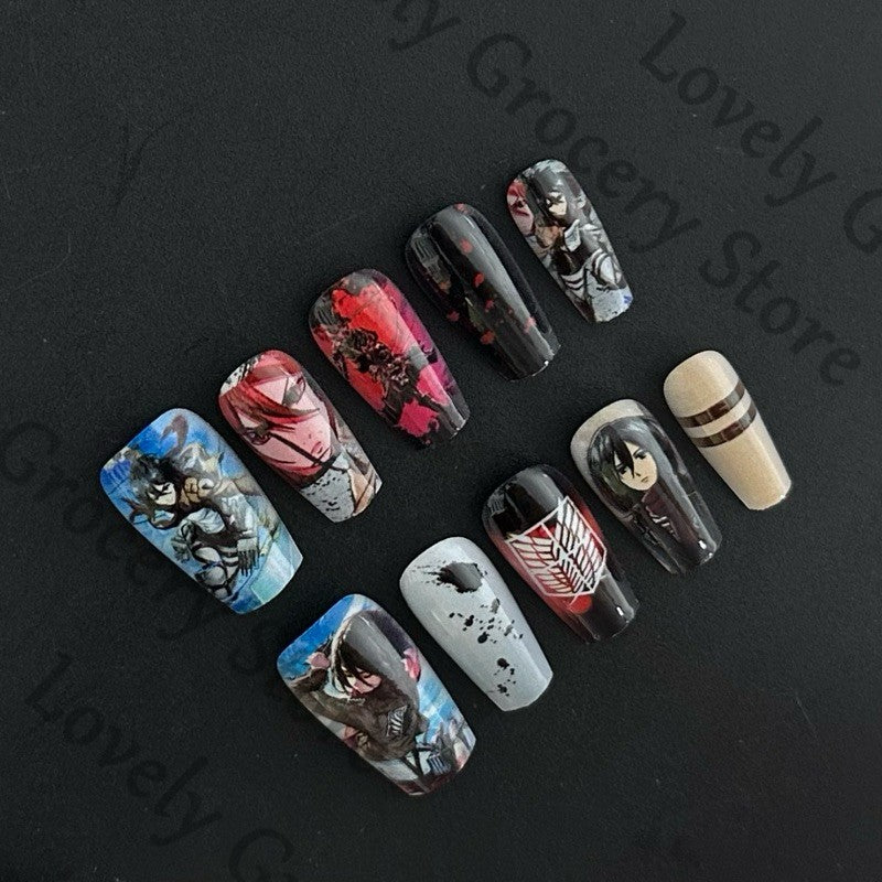 Unhas postiças artesanais Attack on Titan Shingeki no Kyojin 10pçs