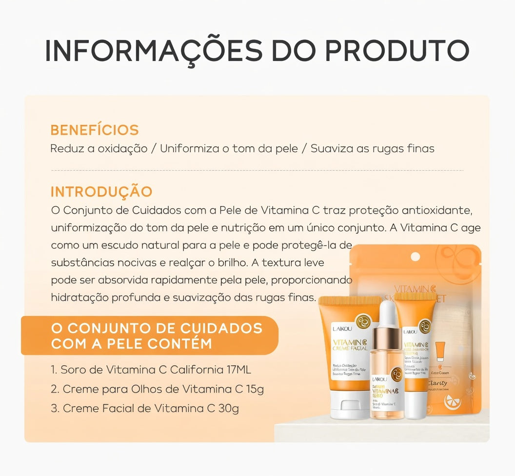 Kit SkinCare LAIKOU Vitamina C, 24K Golden e Sakura