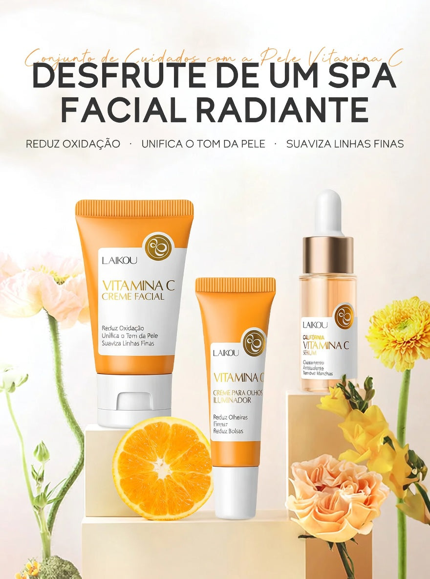 Kit SkinCare LAIKOU Vitamina C, 24K Golden e Sakura